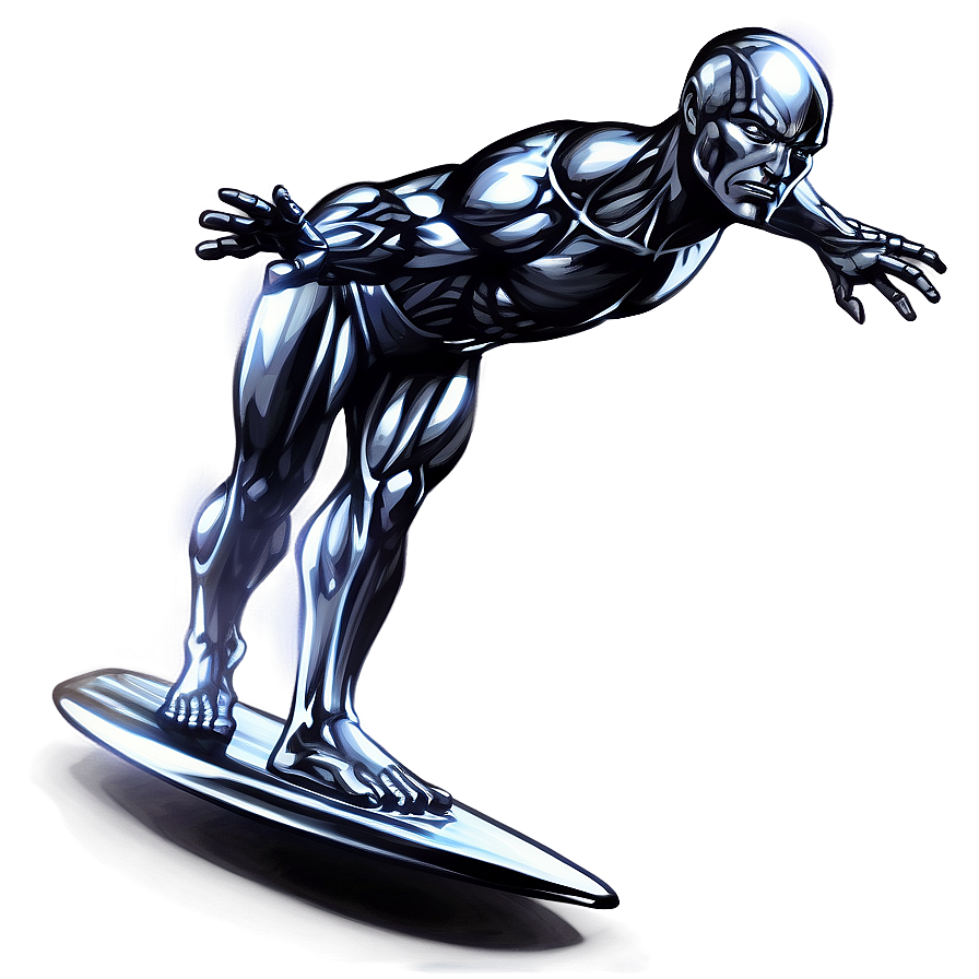 Shiny Silver Surfer Illustration Png Yut82 PNG