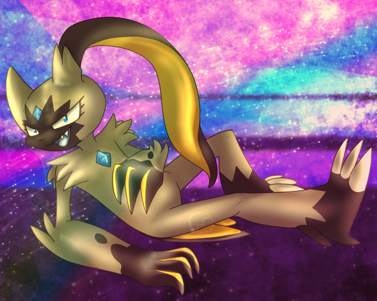 Shiny Sneasler Pokemon With Galaxy Background Wallpaper