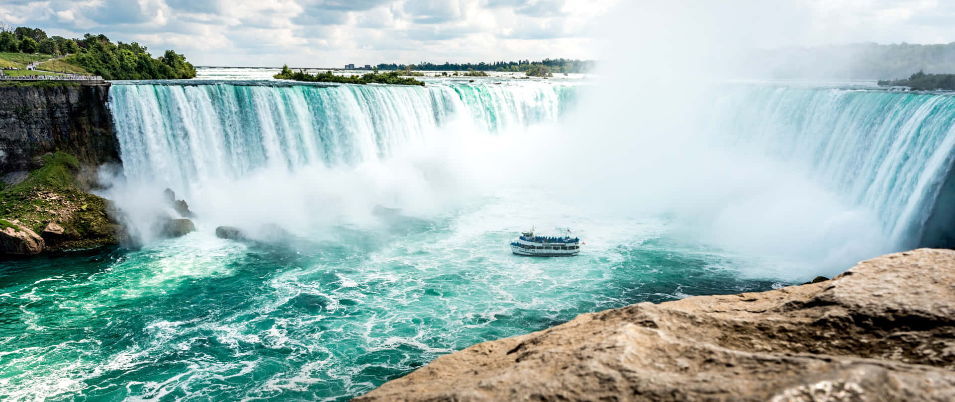 Schiffnähert Sich Den Niagarafällen In Kanada Wallpaper