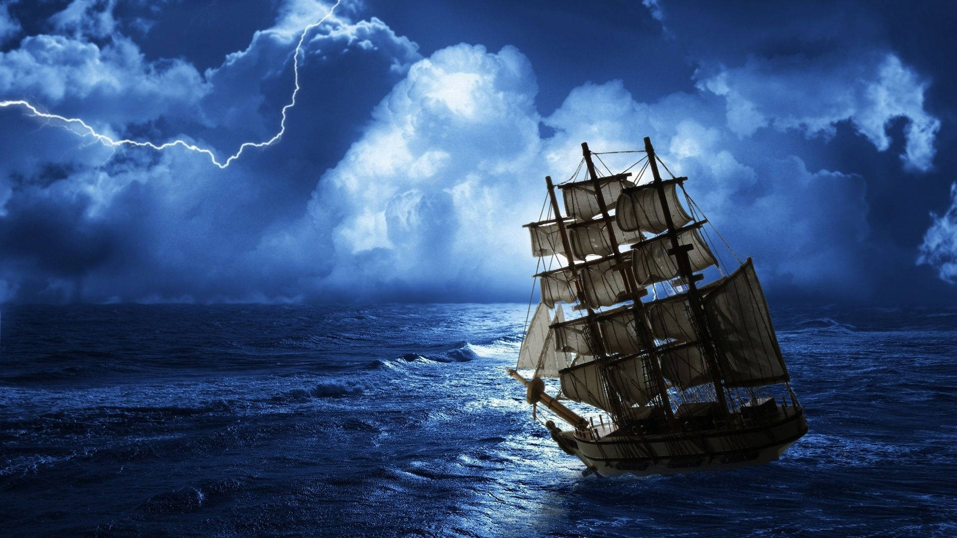 Sail Away Into the Stormy Night Sky Wallpaper