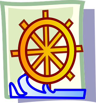 Ship Steering Wheel Illustration PNG