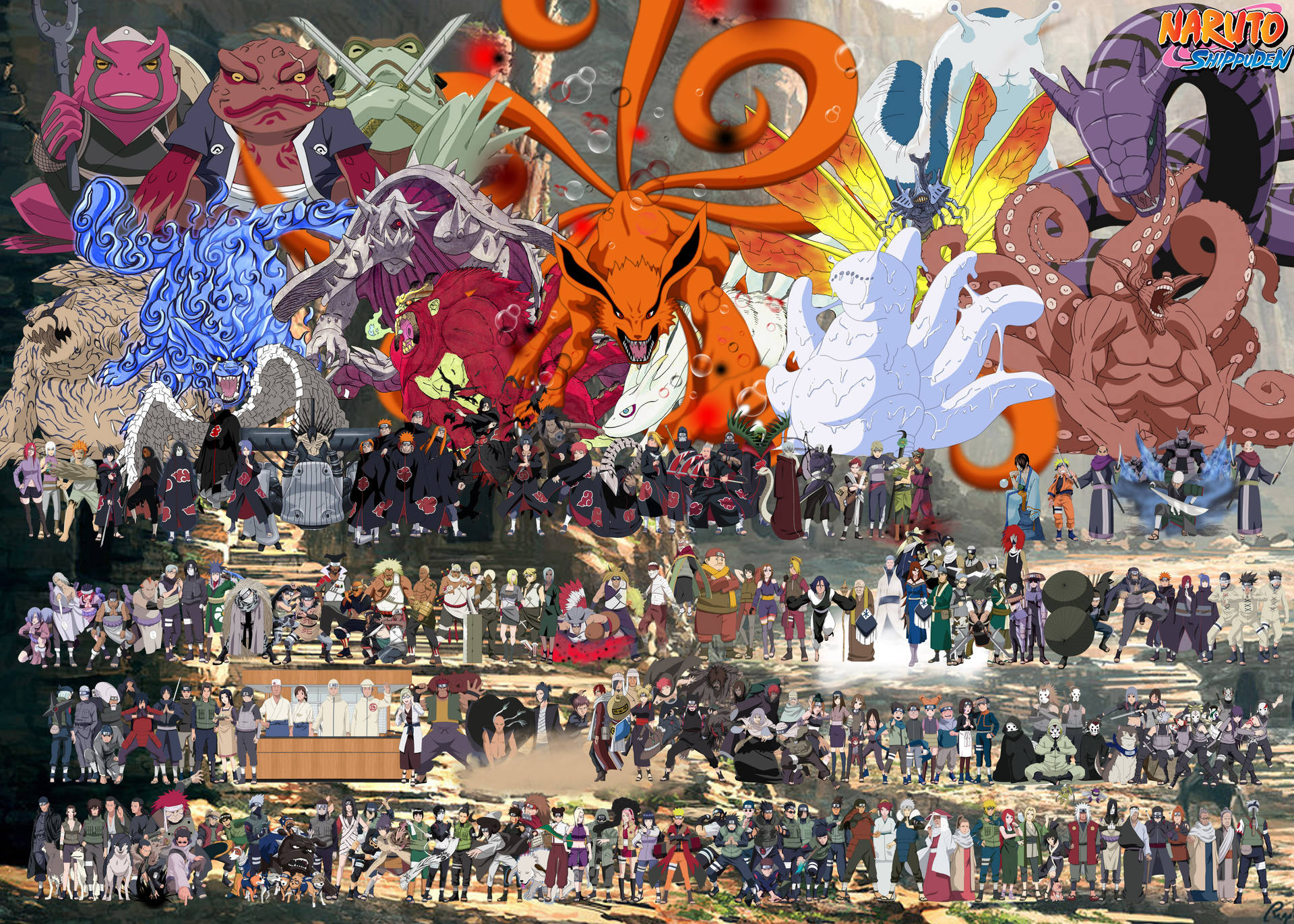Skärmbakgrund Med Shippuden Karaktärerna Från Naruto I 4k-upplösning. Wallpaper