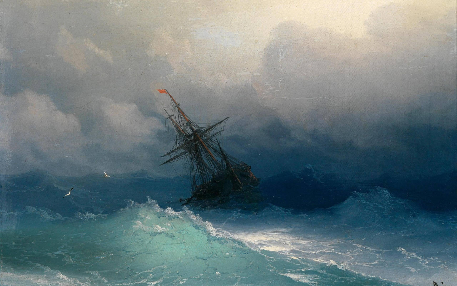 Shipwreck_in_ Stormy_ Sea Wallpaper