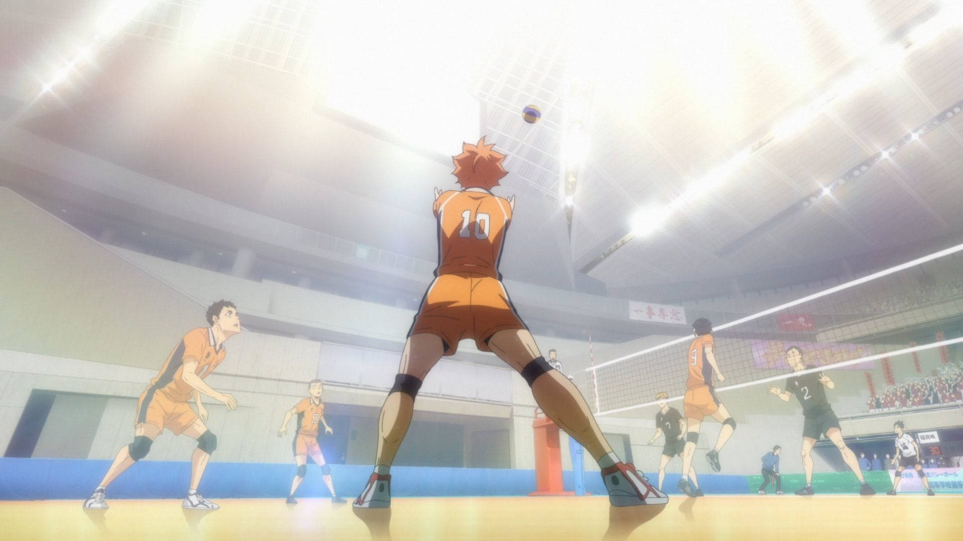 En volleyballspiller spiller i et fitnesscenter. Wallpaper