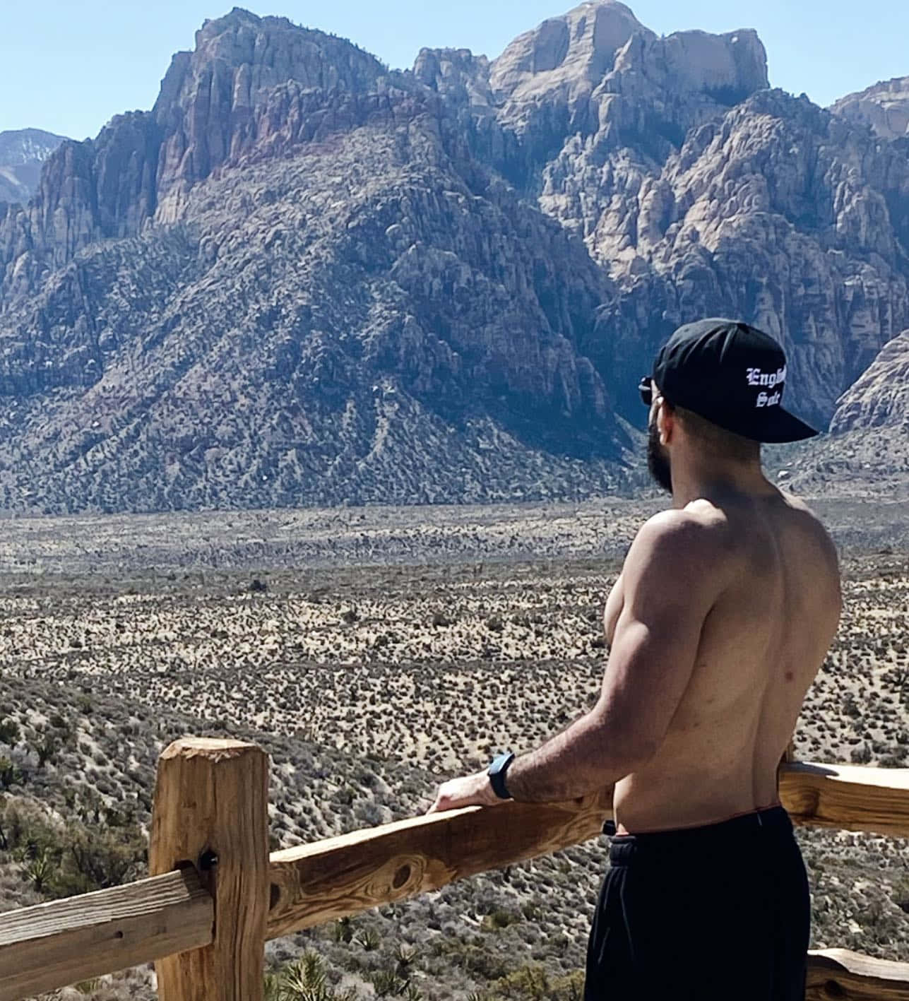 Shirtless Belal Muhammad Looking At Moutains Wallpaper