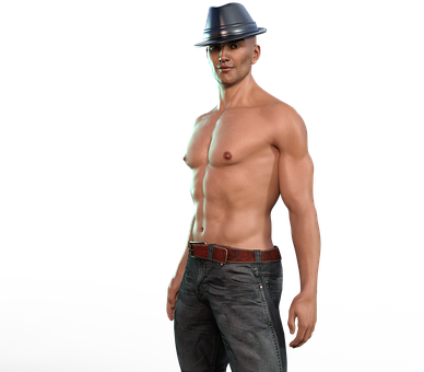 Shirtless Man Fedora Hat PNG