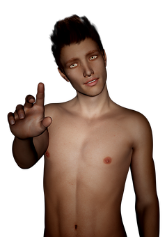 Shirtless Man Gesturingwith Hand PNG