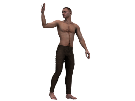 Shirtless Man Raising Hand PNG