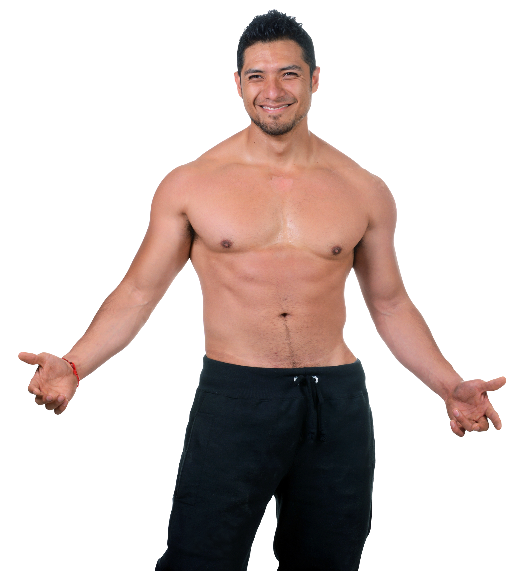 Shirtless Man Smiling With Open Arms PNG