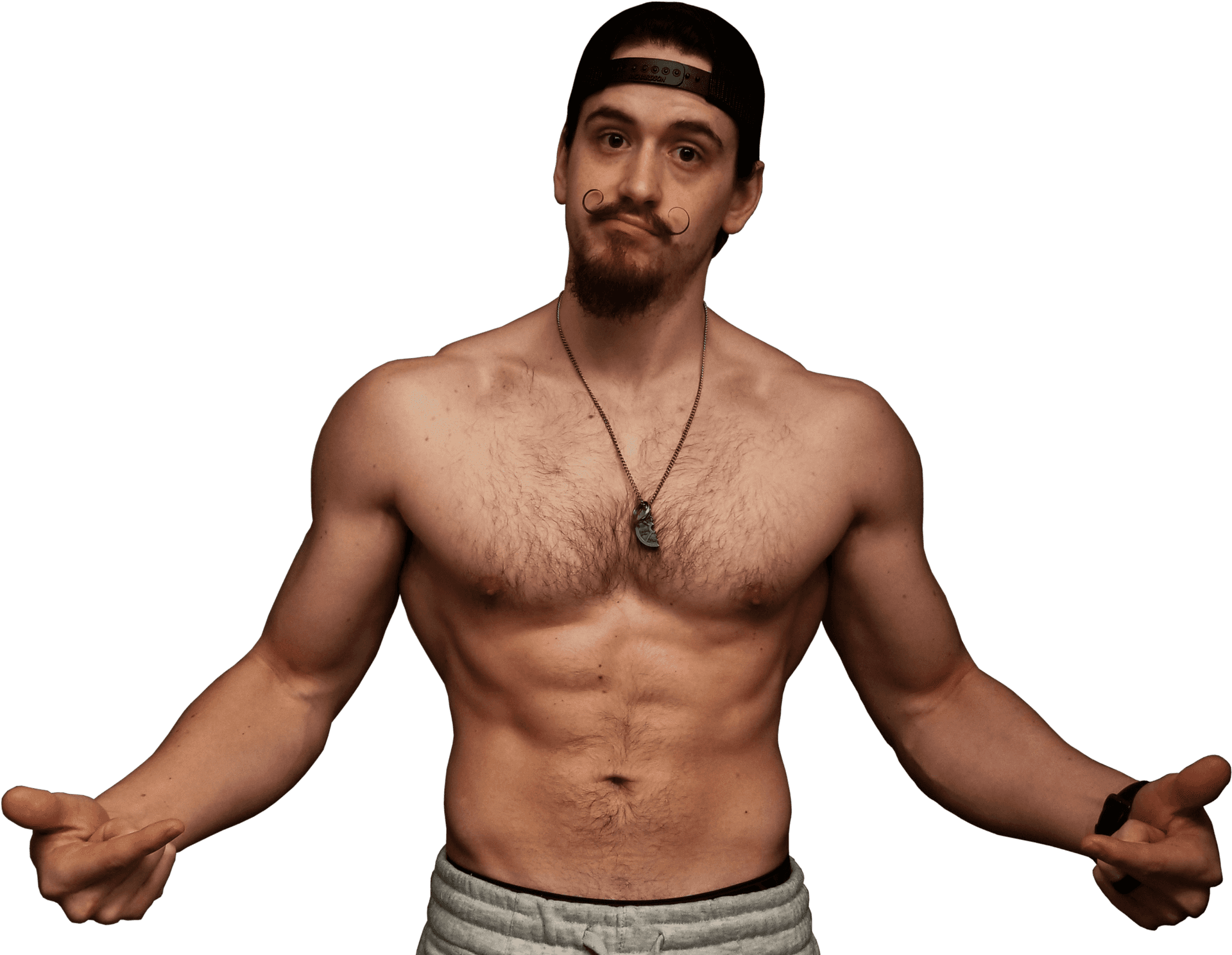 Shirtless Manwith Mustache PNG