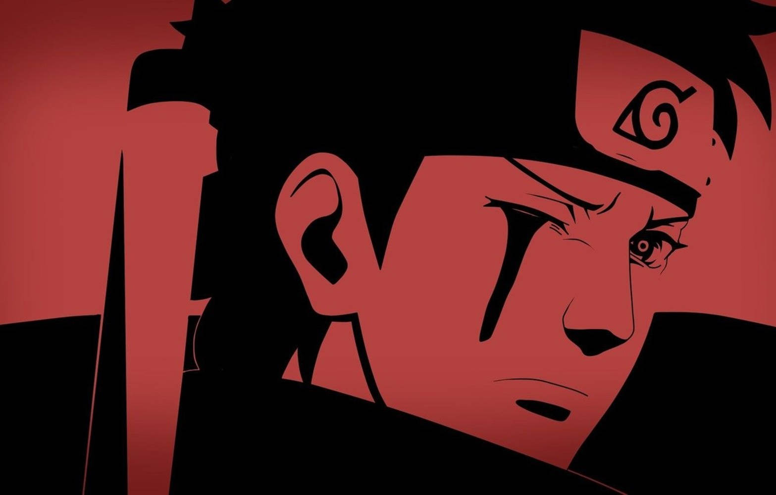 Shisuiuchiha Naruto Svart Och Röd Konst För Dator- Eller Mobilbakgrund. Wallpaper