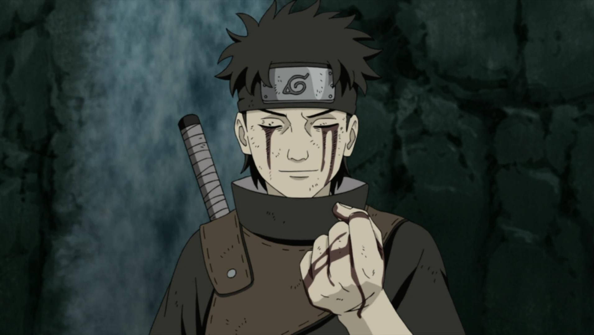 Shisuiuchiha Naruto Con Occhi Sanguinanti E Pugno Sfondo