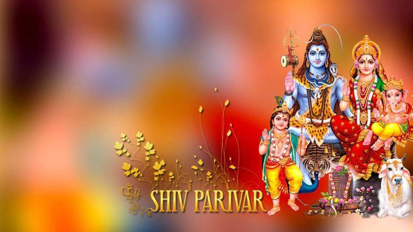 Shiv Parivar In Blurry Colorful Background