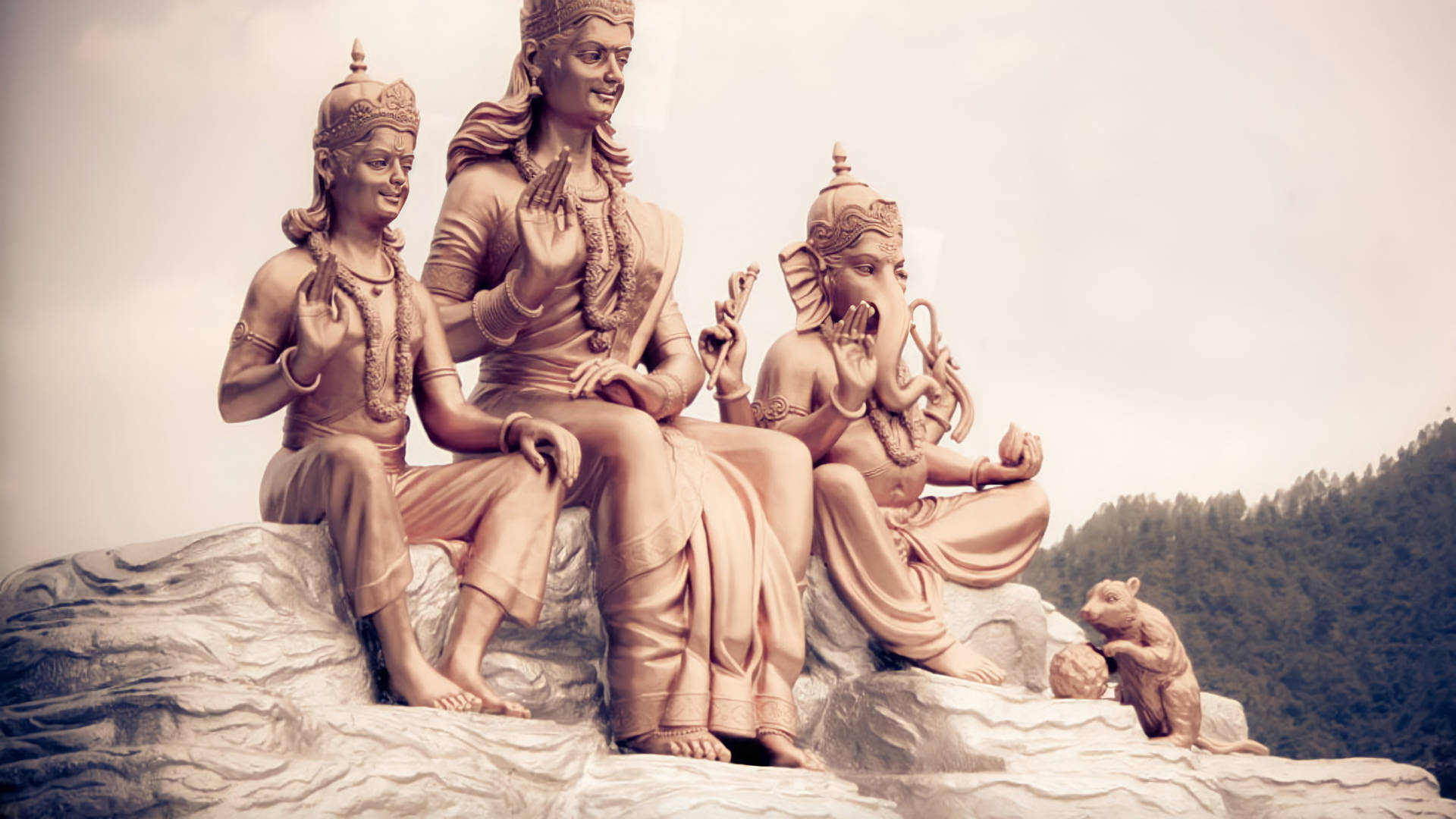 Estatuasde Bronce De Shiv Parvati En Alta Definición Fondo de pantalla