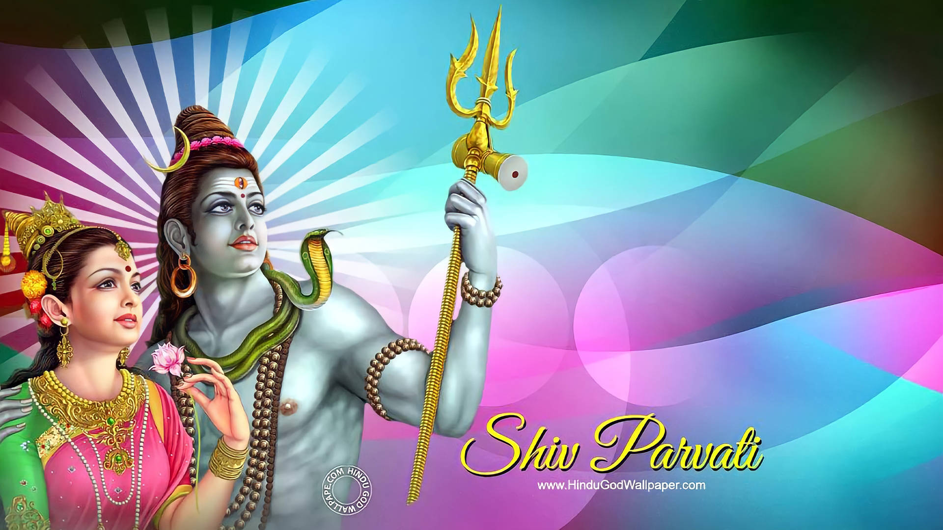 Shiv Parvati Hd Colorful Background Wallpaper