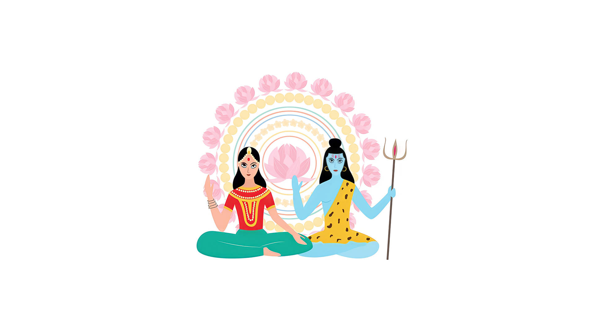 Shiv Parvati HD Meditation Kranse Tapet Wallpaper