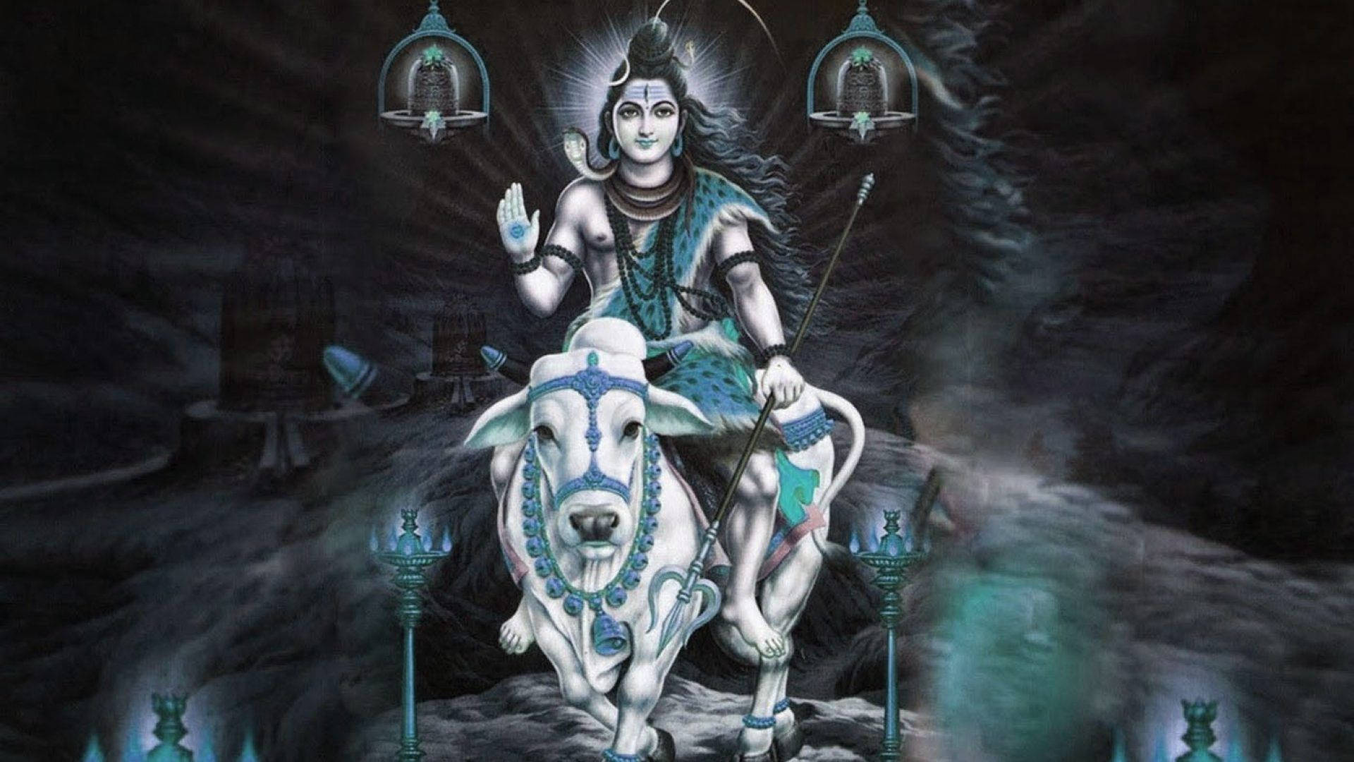 Shiv Shankar Rider På En Ko Wallpaper