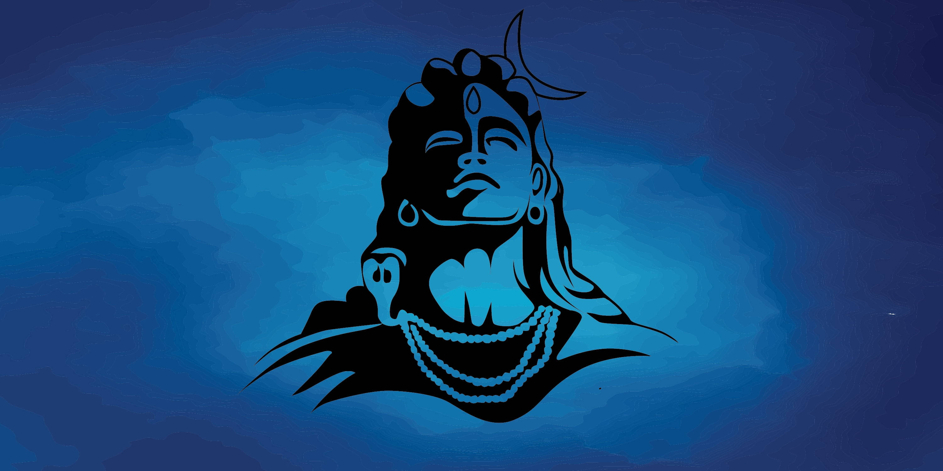 Shiv Tandav Black Ink Art On Blue Aesthetic Wallpaper