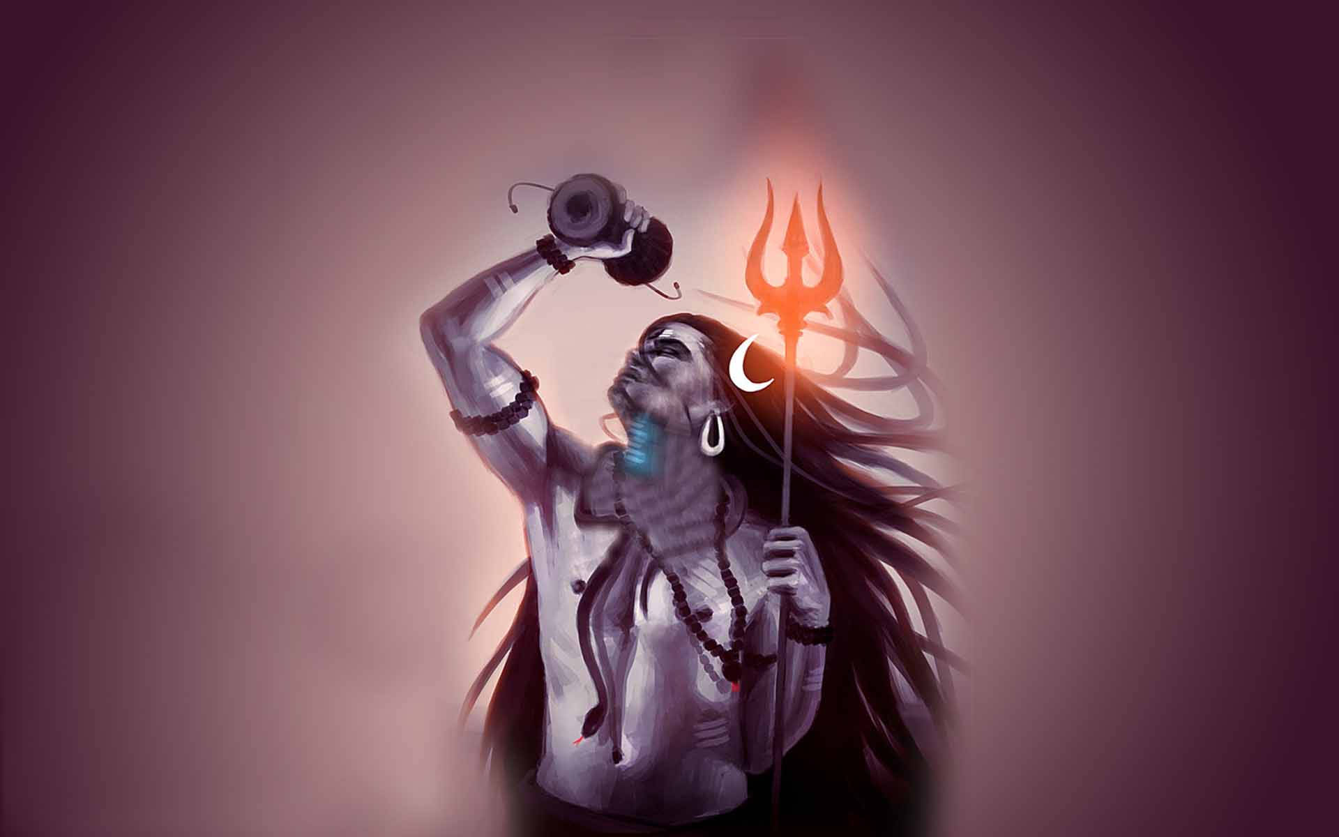 Shiv Tandav Blurred Aesthetic Glowing Trident Wallpaper
