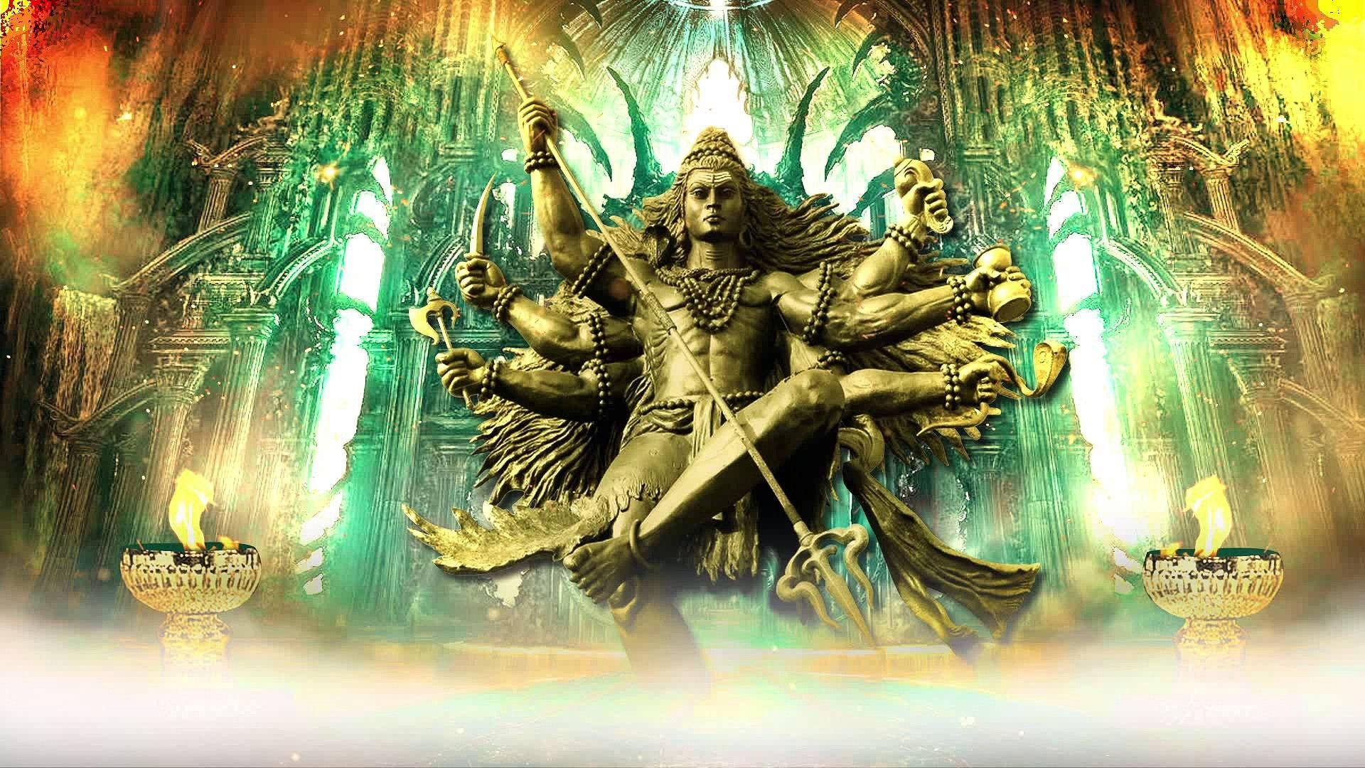 Estatuade Shiva Tandav En El Gran Templo. Fondo de pantalla