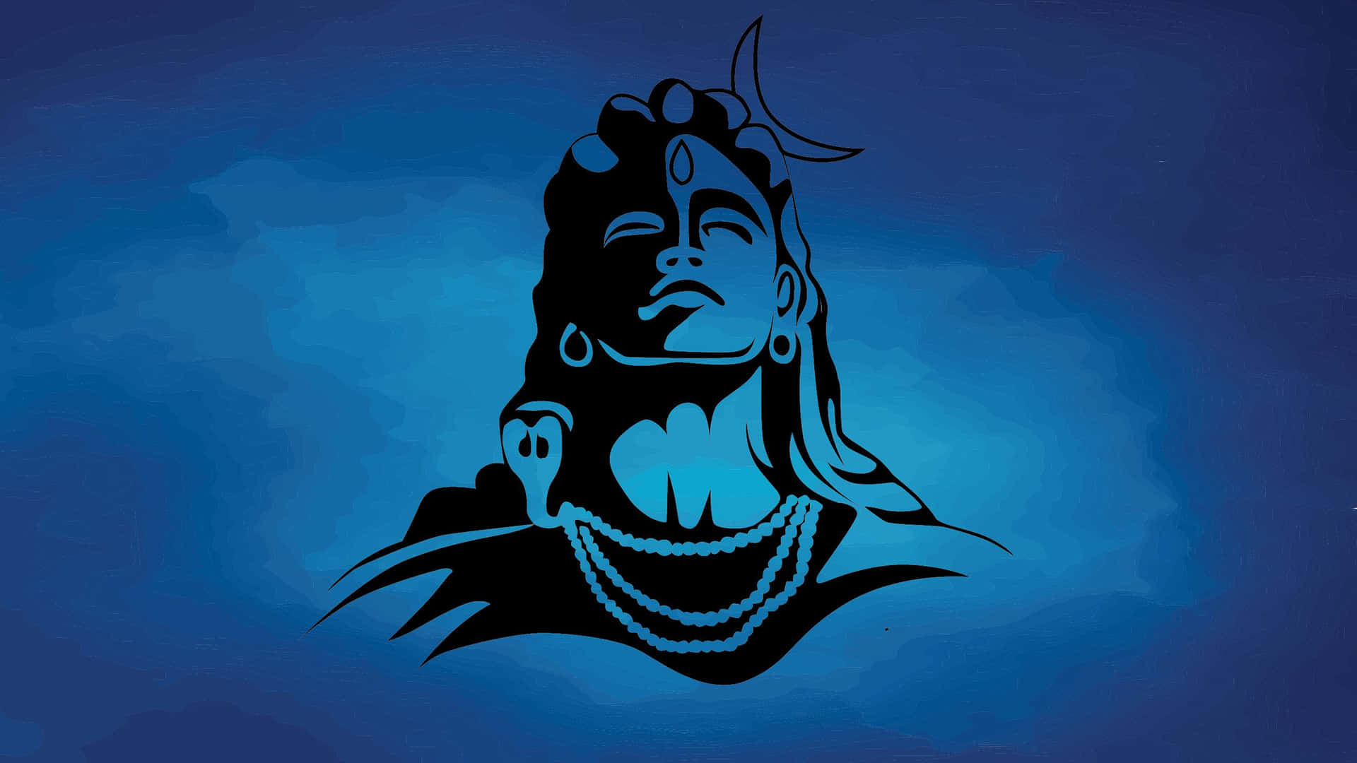 A Silhouette Of Lord Shiva On A Blue Background