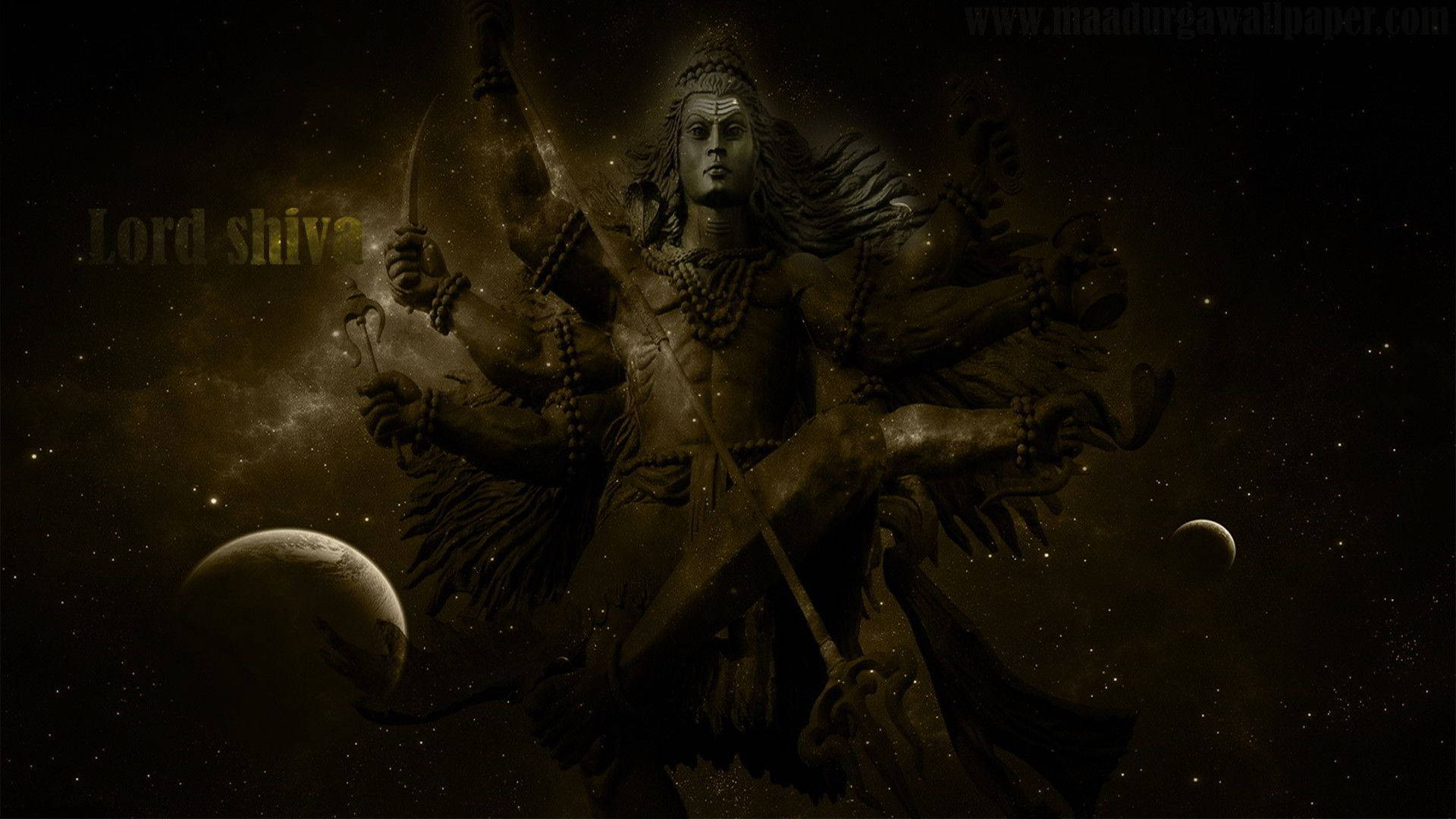 Shiva Divinità Nera Con Quattro Braccia Sfondo