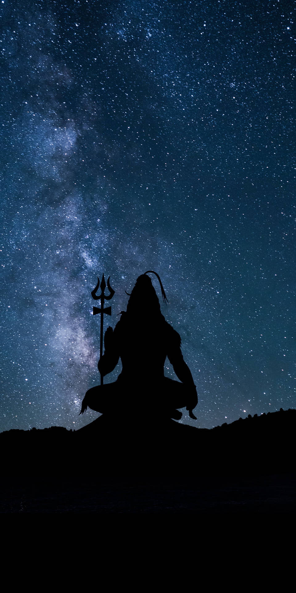 Shiva Sort Mediterer Under Stjernerne Wallpaper