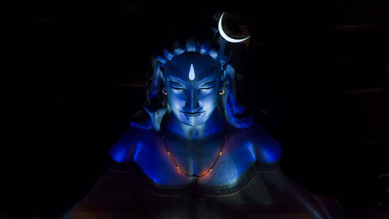 Statua Nera Di Shiva Del Dio Indù Sfondo