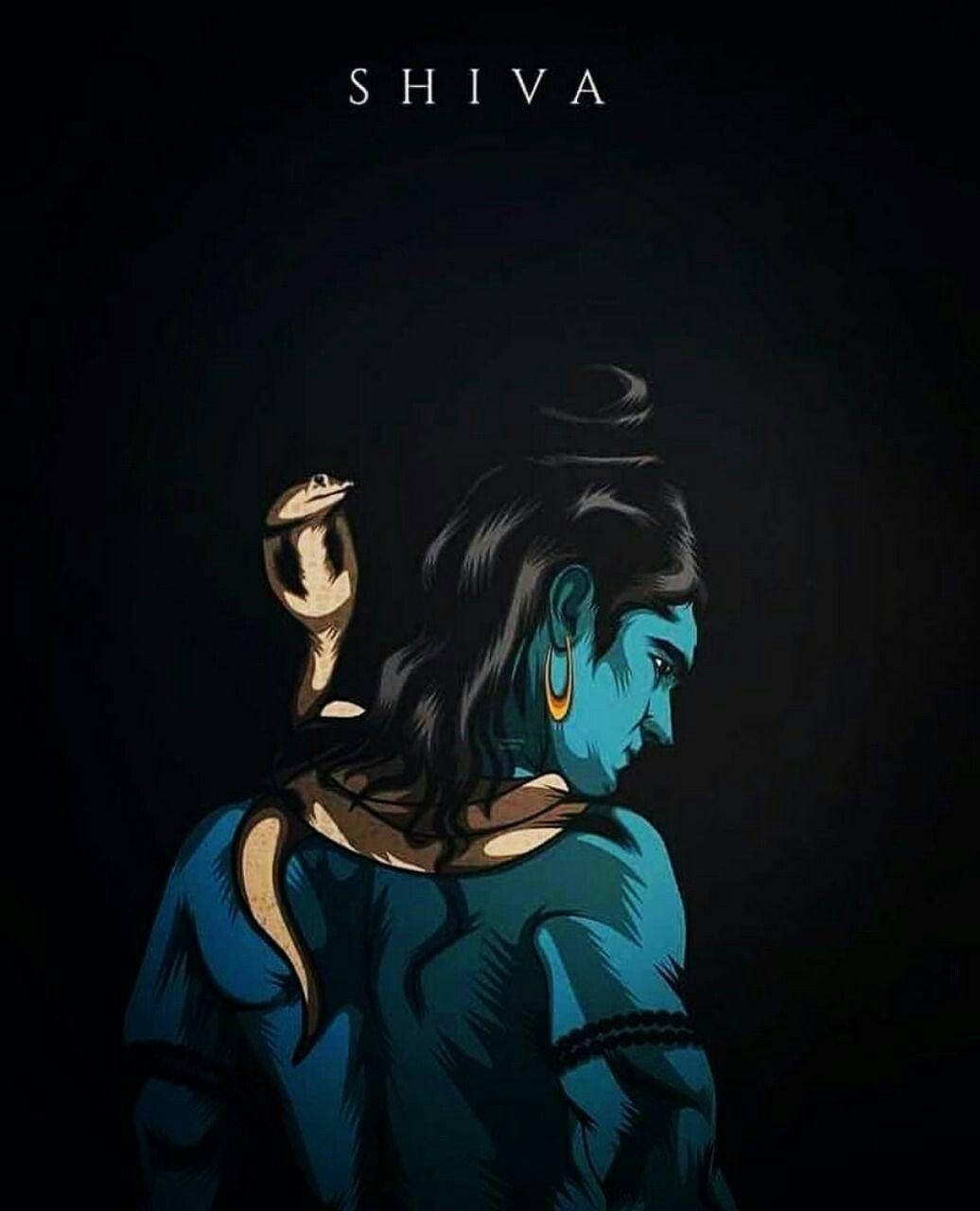 Shiva sort med en indviklet cobra Wallpaper