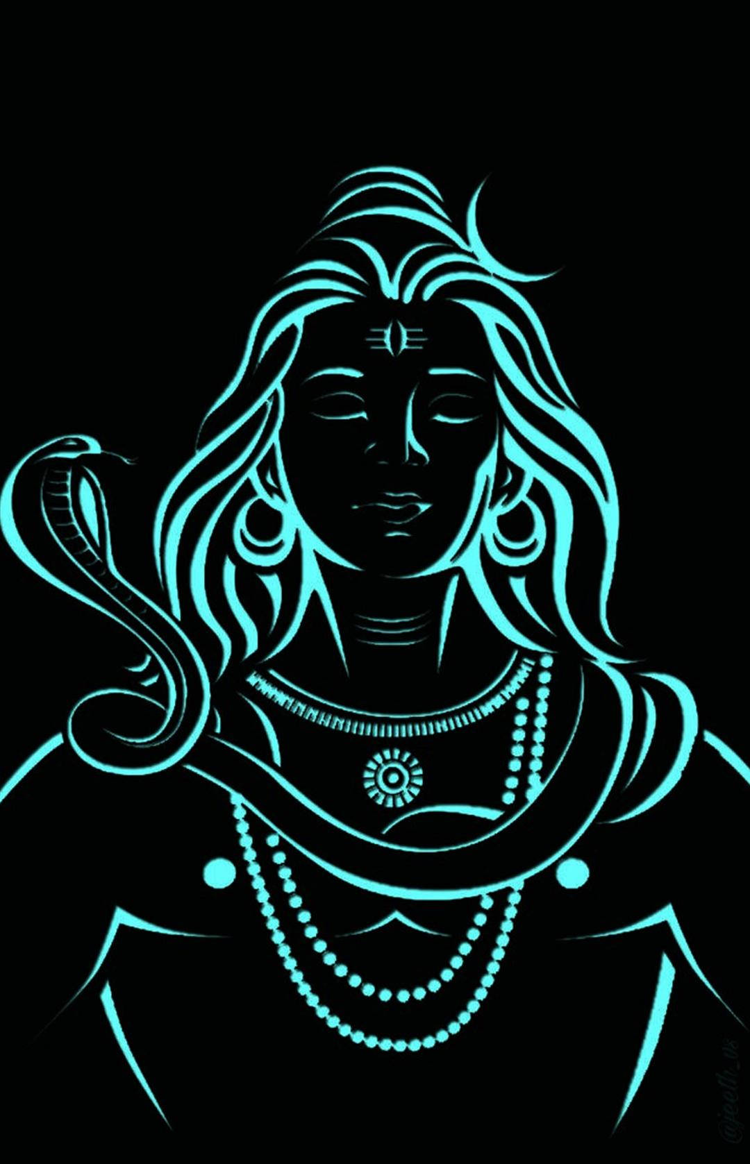 Download Shiva God Of Mahakal In Neon Hd Wallpaper | Wallpapers.com