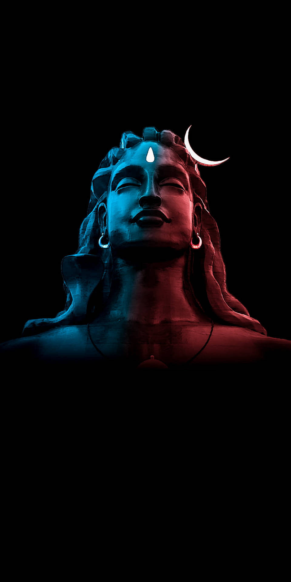 Shiva Iphone Statue Blå Og Rød Wallpaper