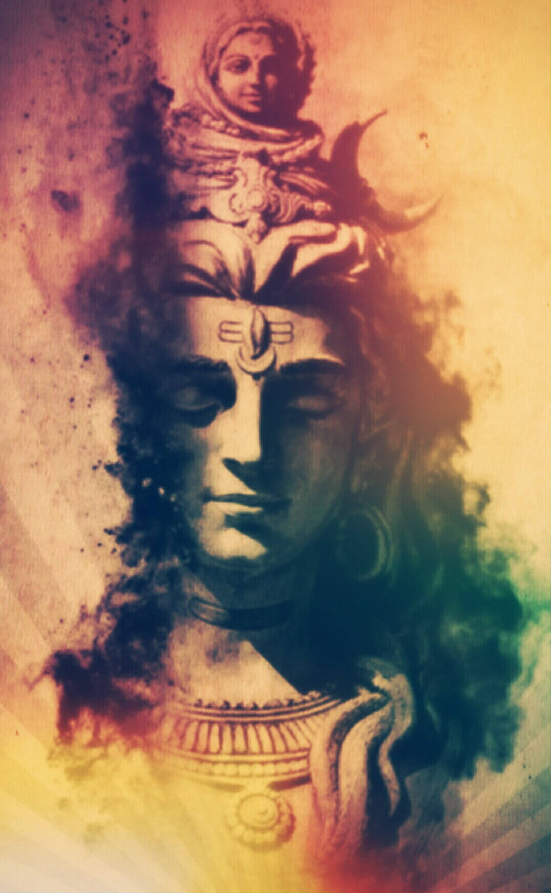 Shiva iPhone Statue i røgig grå tapet. Wallpaper