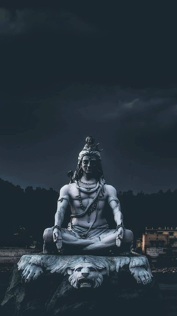 Shiva Iphone-statue På Tigertæppe Wallpaper