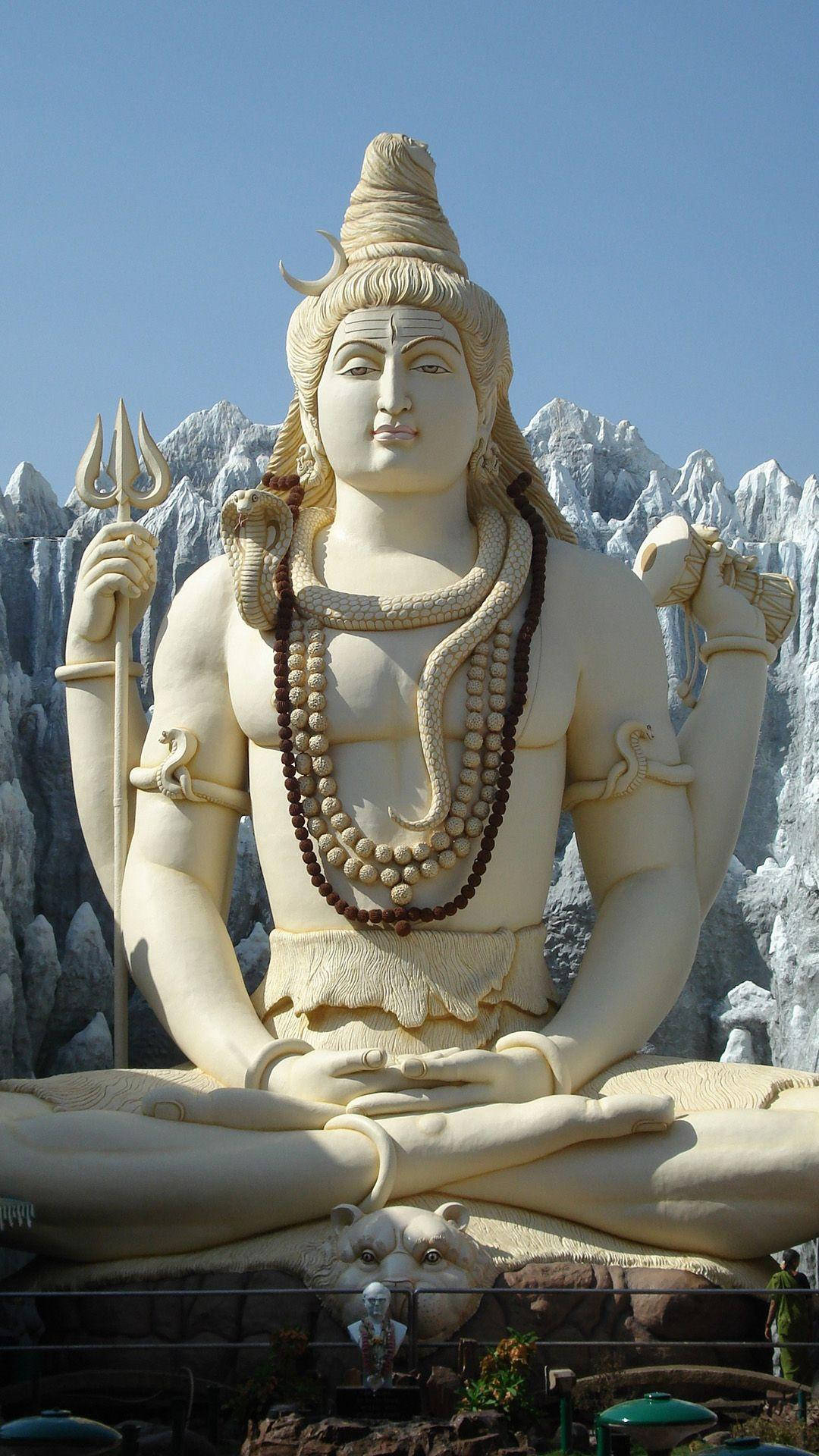 Shiva iPhone Hvid Statue Front View Tapet Wallpaper