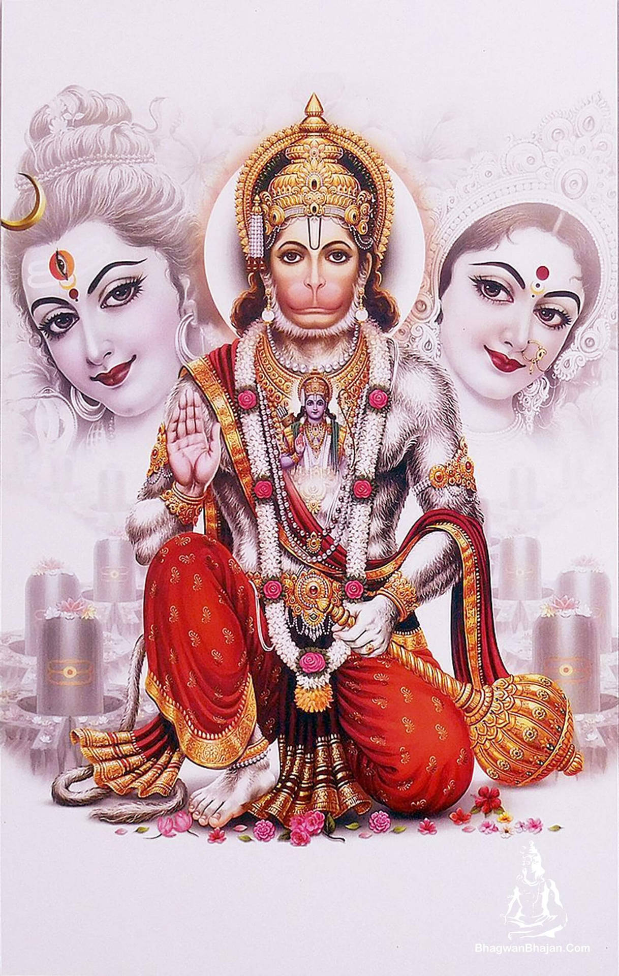 Shiva, Parvati, And Hanuman Art