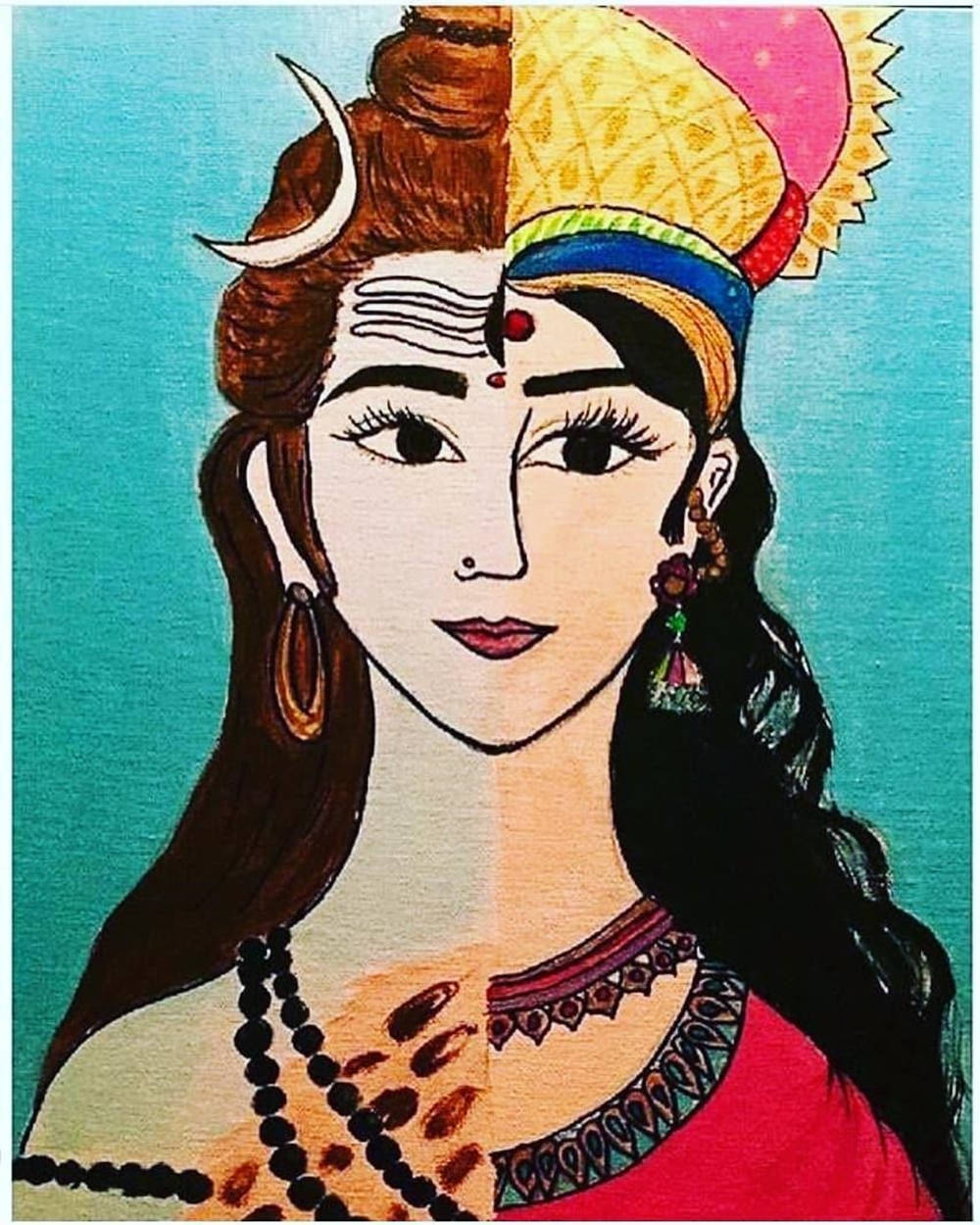 Divine Union: Hindu Lord Shiv Parvati Art Print Wall Painting Print