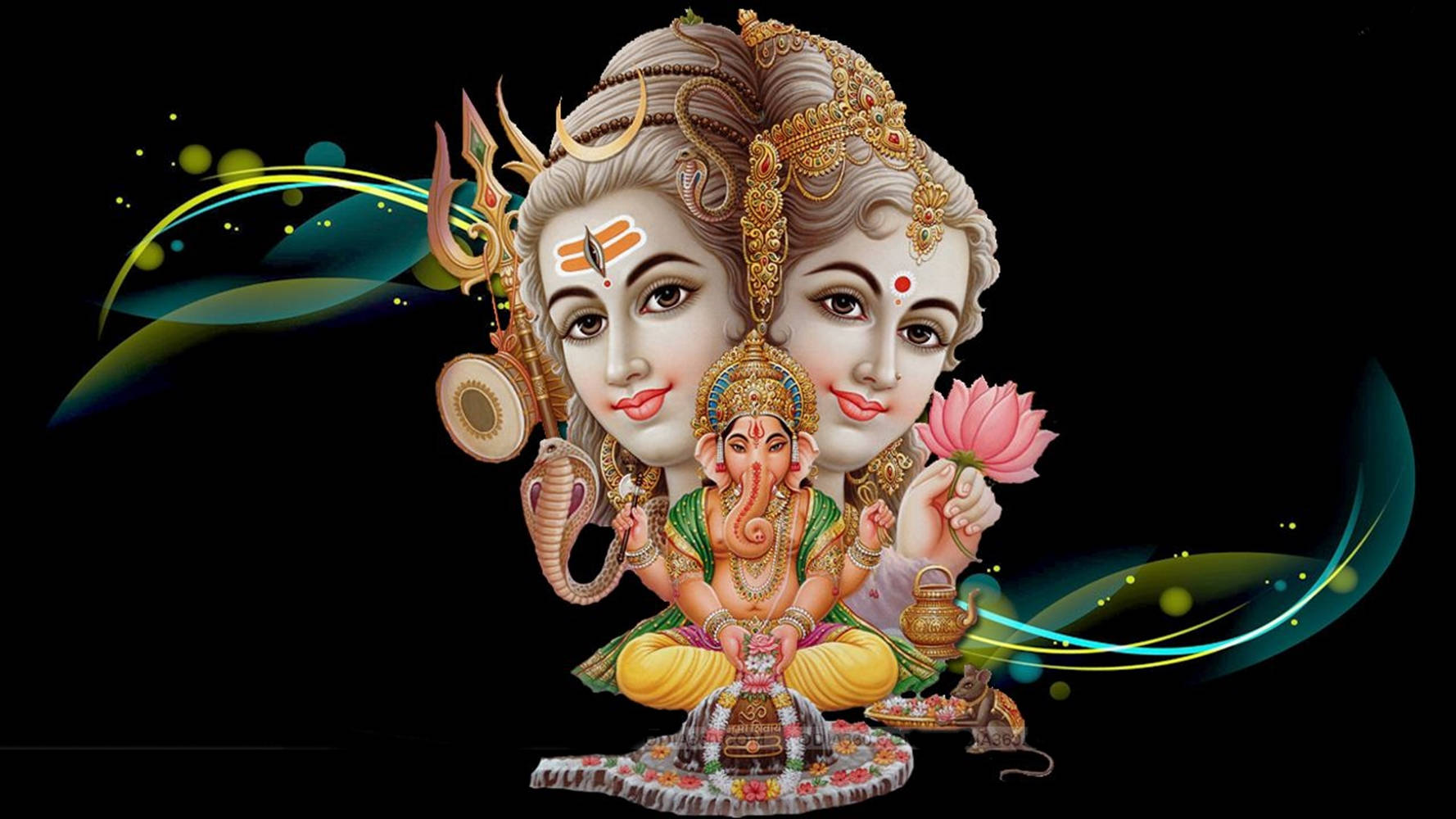Shiva Parvati Conjoined Head With Ganesha Wallpaper
