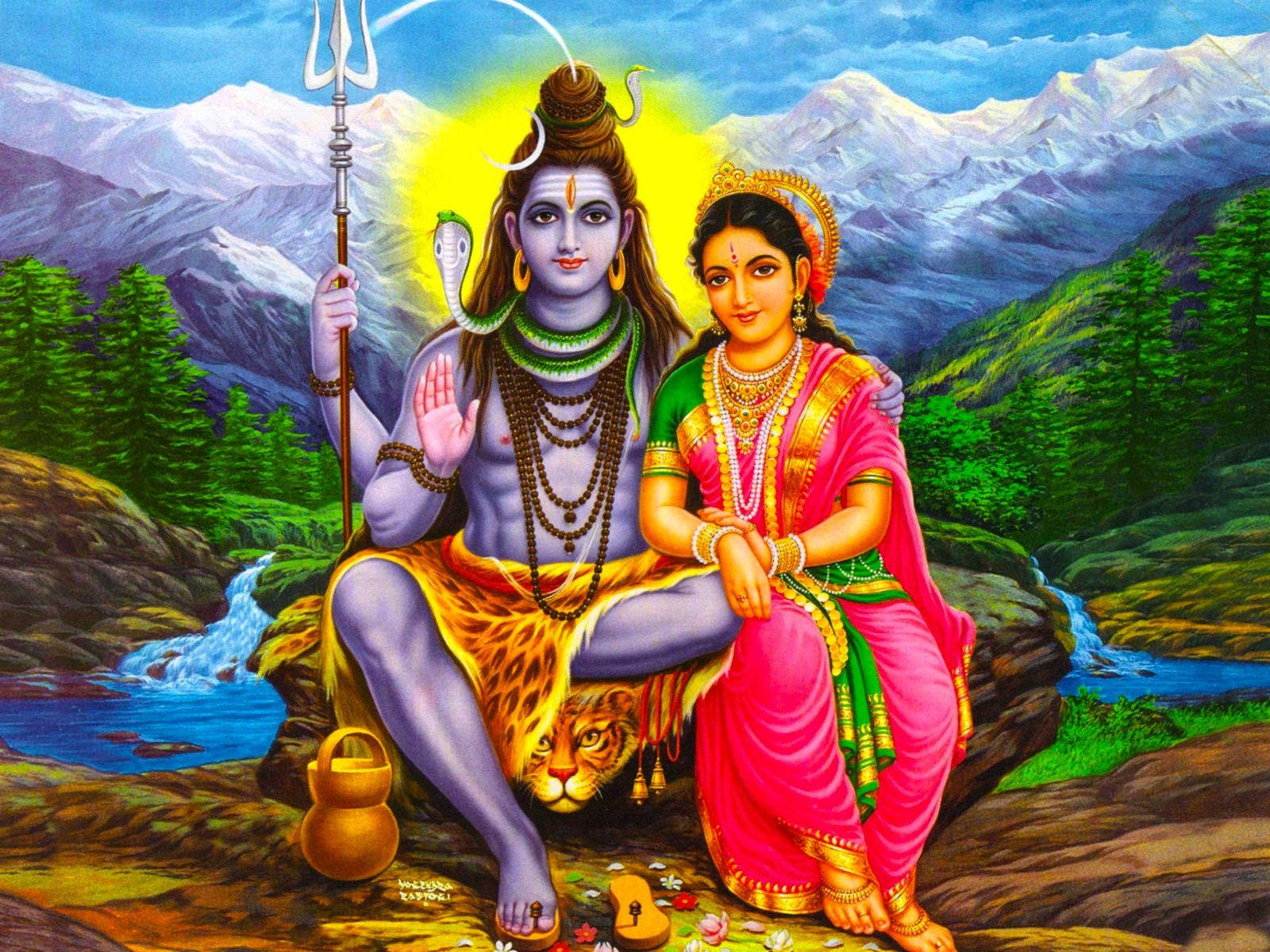 Divine Love Representation with Shiva & Parvati Wallpaper