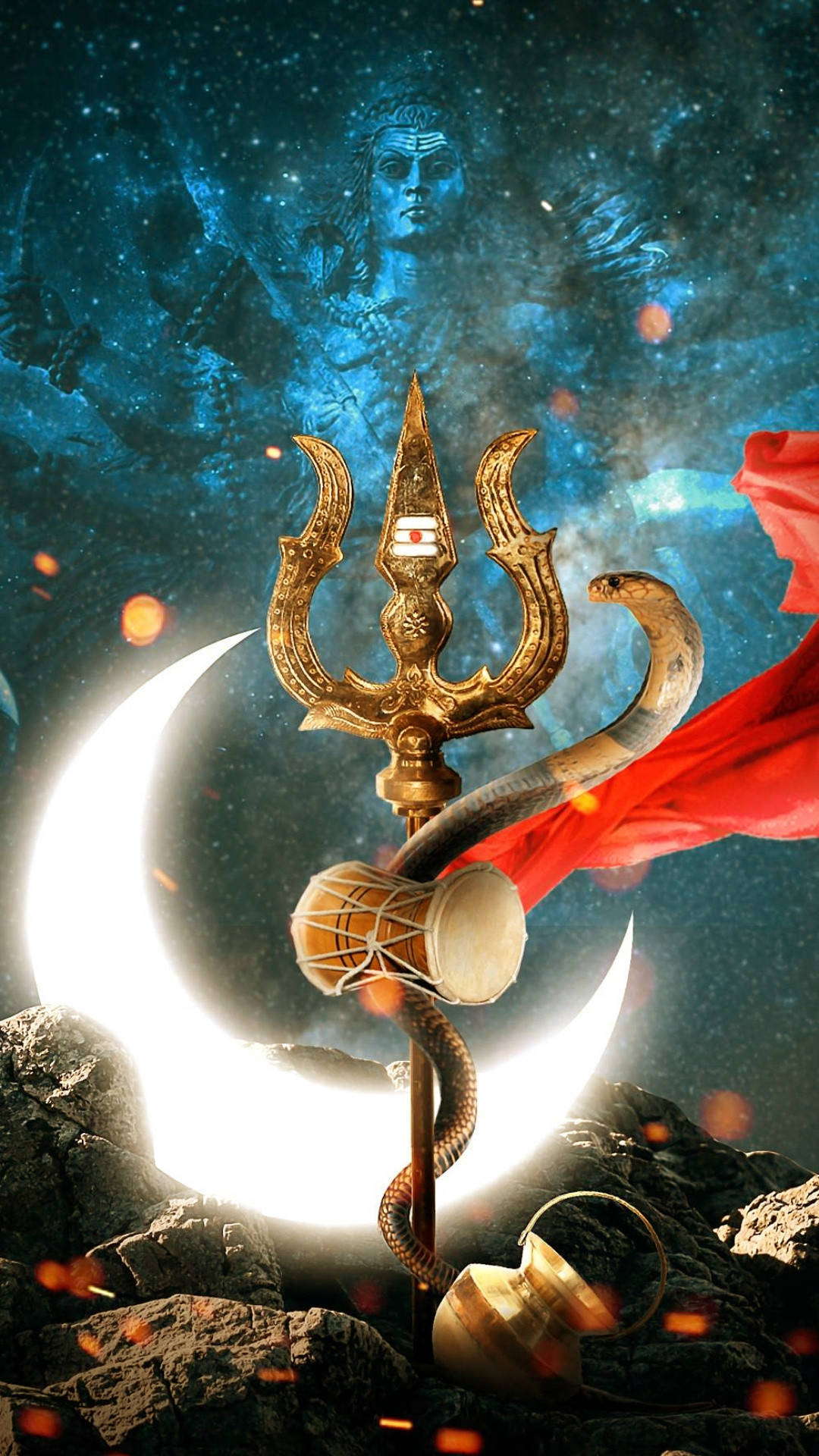 Laelegante Tridente De Shiva En El Espacio. Fondo de pantalla