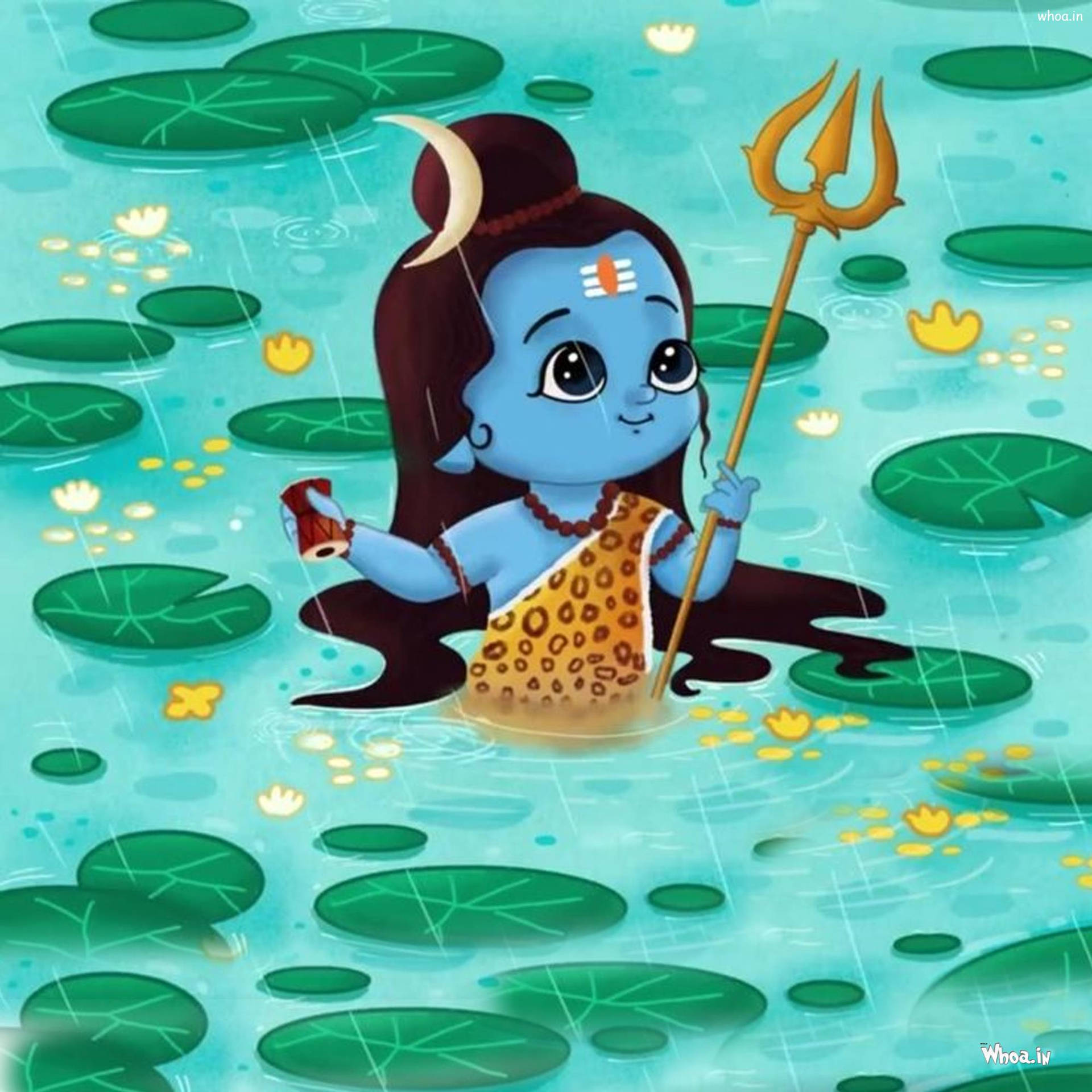Shiva Tegneserie I Regn Wallpaper