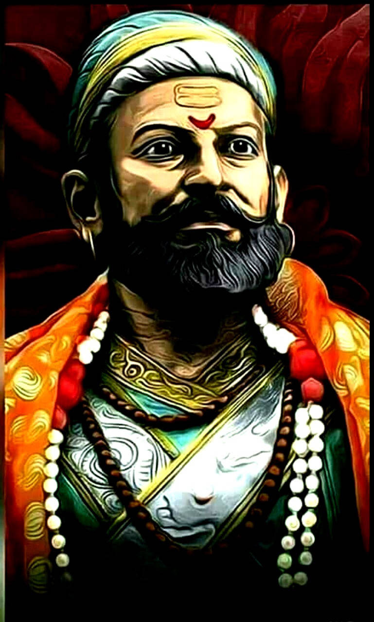 Shivaji Maharaj Head Shot Painting Hd Wallpaper