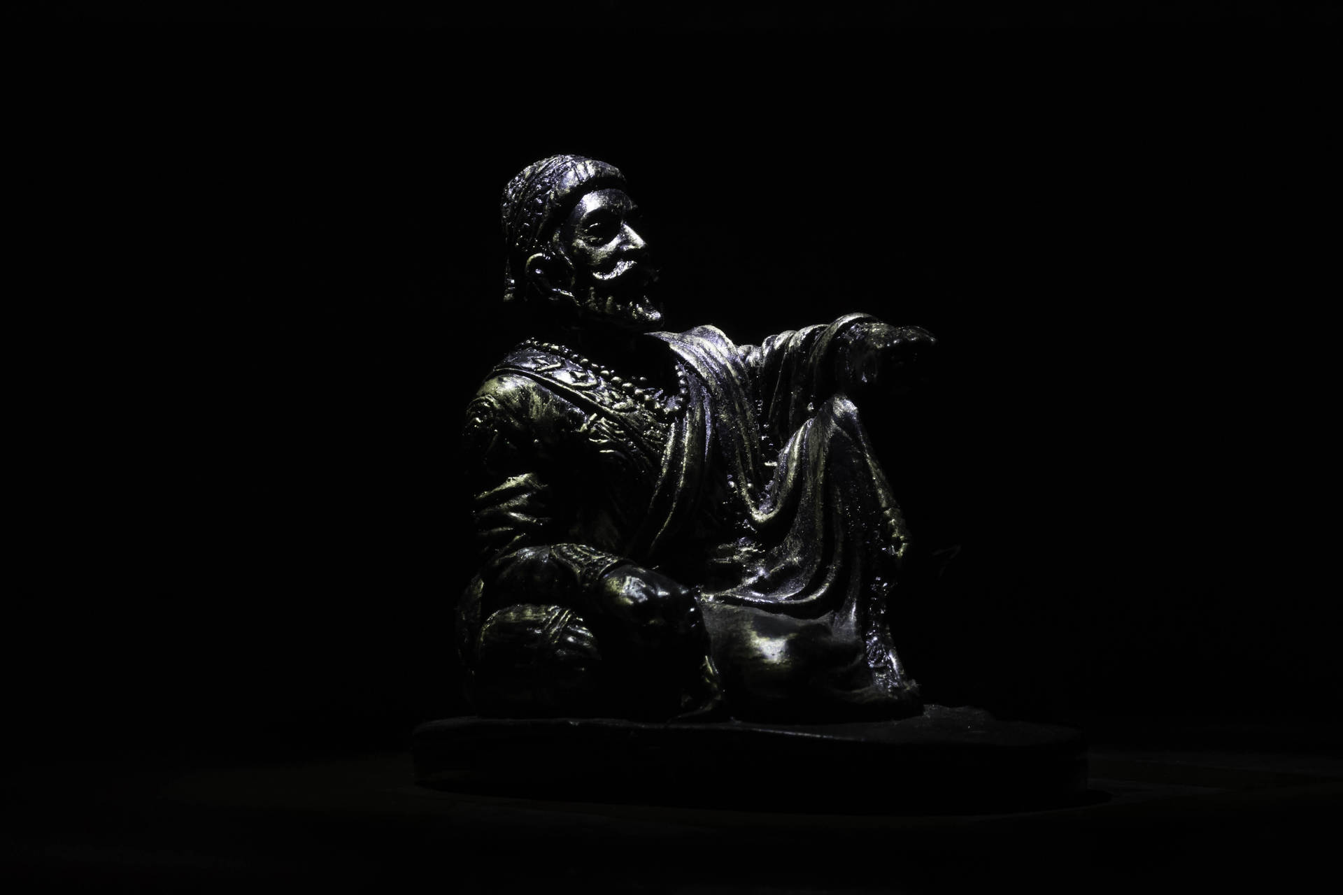 Shivaji Maharaj Statue In Darkness Hd Wallpaper