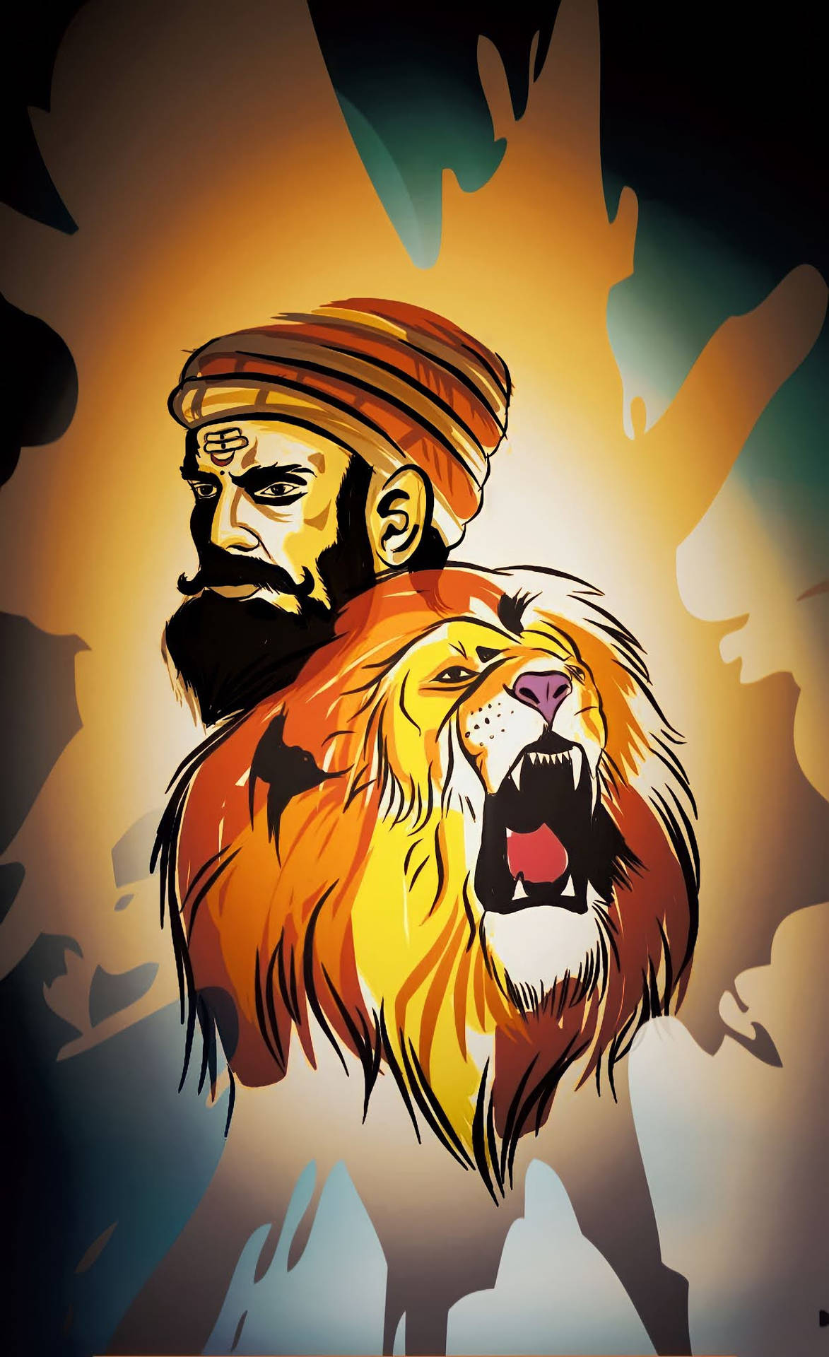 Shivaji Maharaj med løve HD Wallpaper Wallpaper
