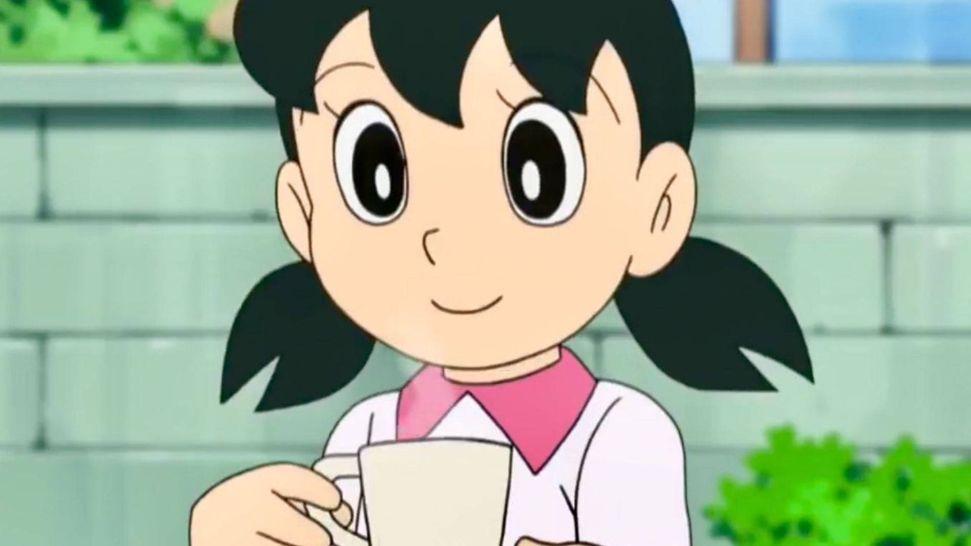 Shizuka Doraemon Drinking Hot Coffee Background