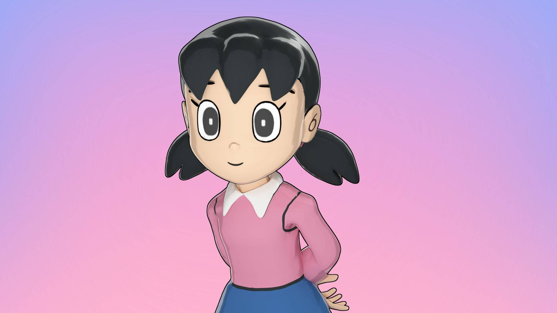 Shizuka Doraemon Gradient Purple Background Picture
