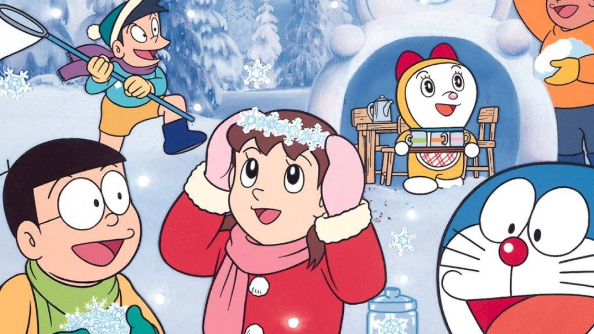 Shizuka Doraemon Playing In Snow Picture