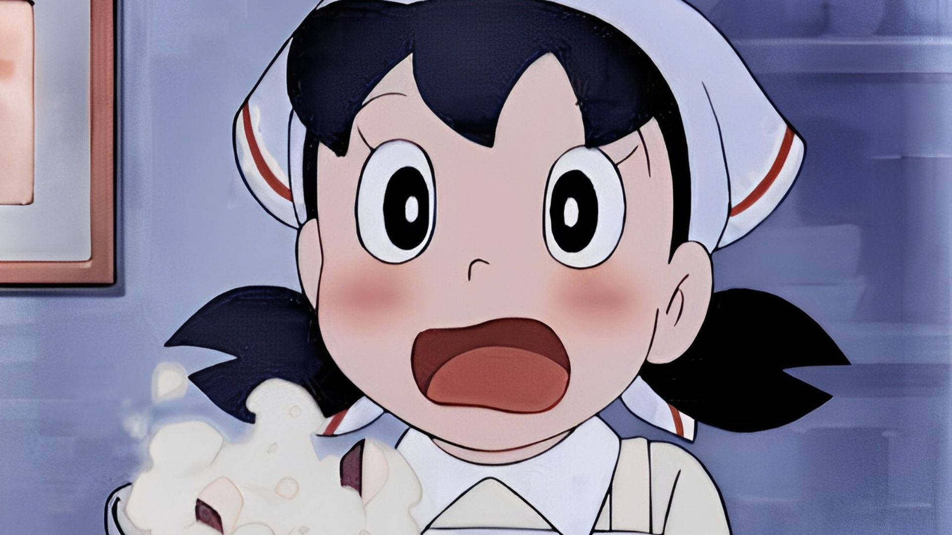 A Surprised Shizuka from Doraemon at Work Wallpaper