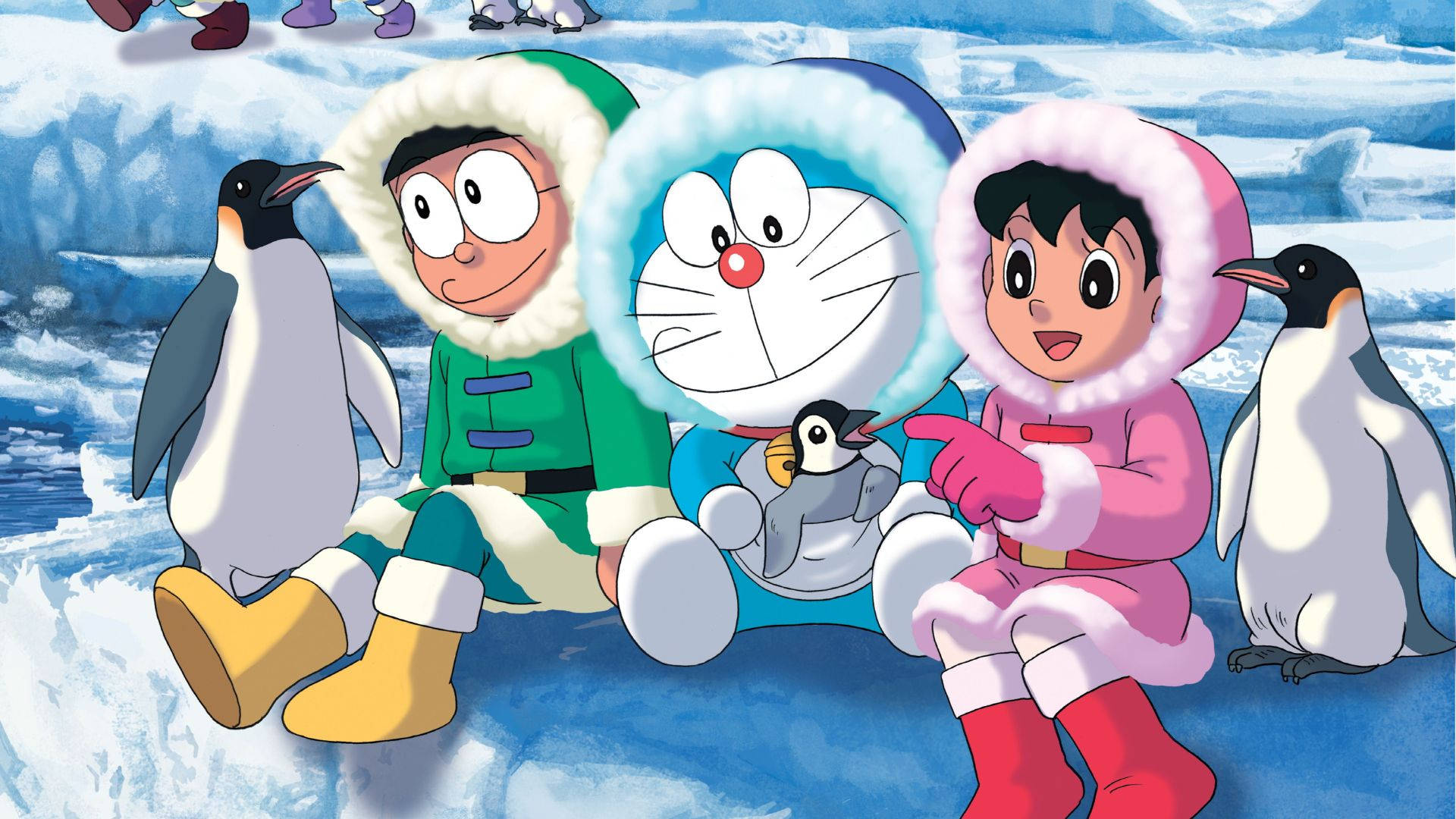 Shizuka Doraemon With Penguin Family Picture