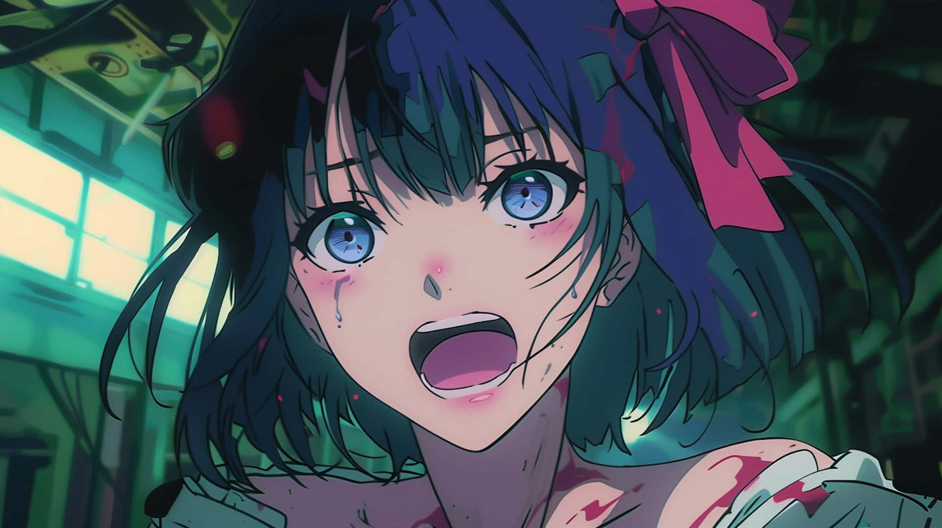 Shocked Anime Girl Expression Wallpaper