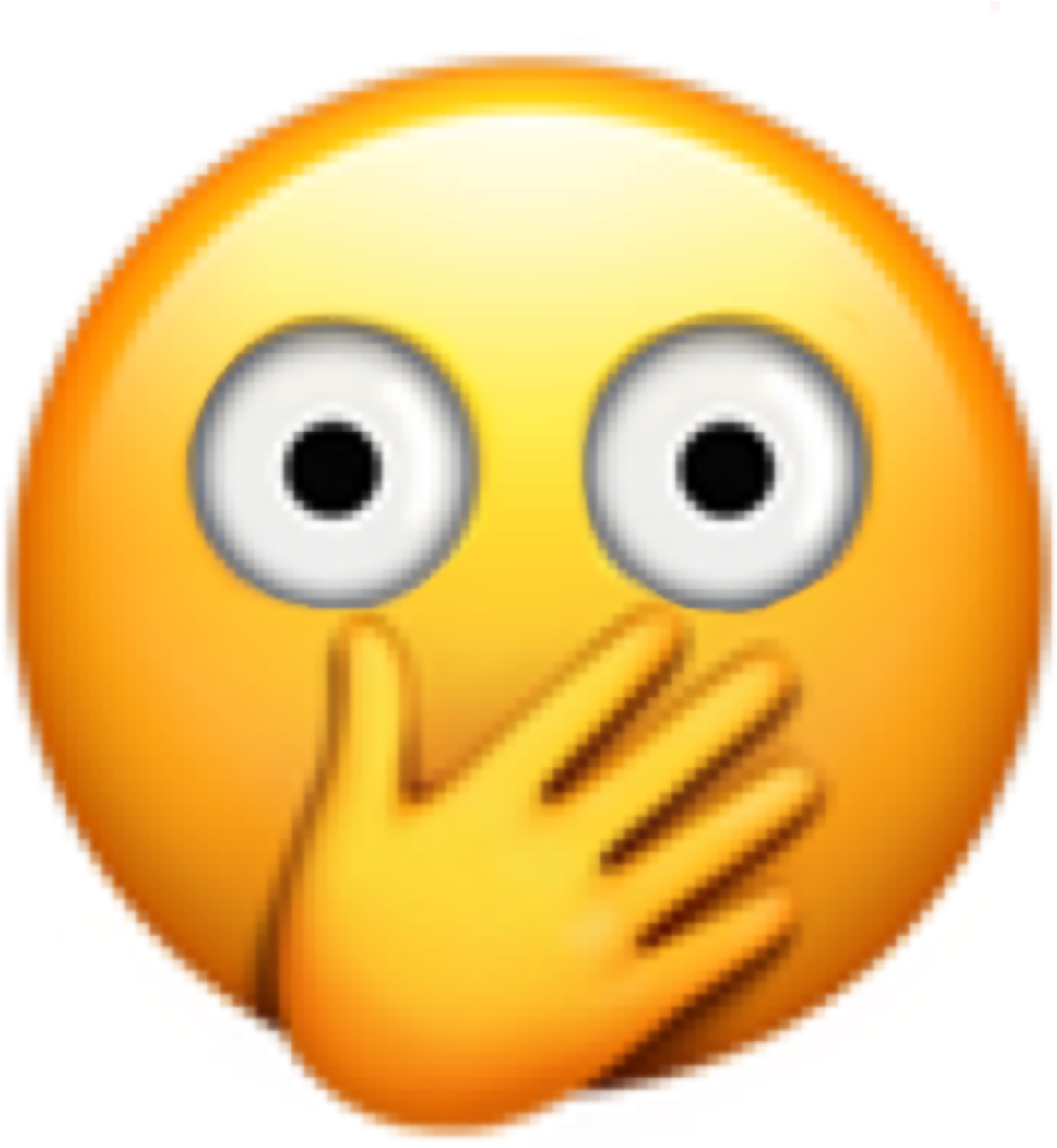 Shocked Face Emoji Covering Mouth PNG